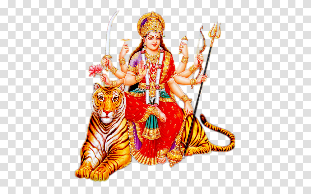 2 Goddess Durga Maa Picture, Religion, Person, Tiger, Crowd Transparent Png