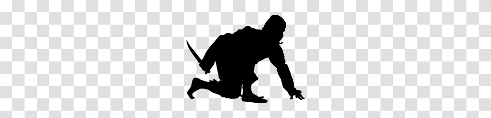 2 Ninja High Quality, Silhouette, Person, Human, Kneeling Transparent Png