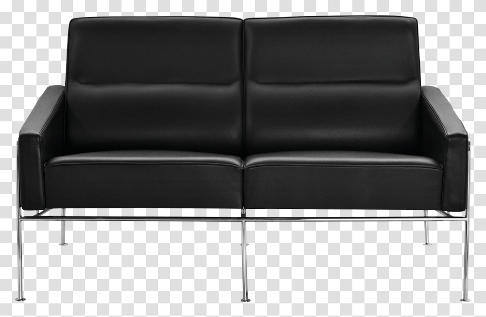 2 Seater Black Elegance Leather Arne Jacobsen Lder Sofa, Furniture, Chair, Armchair, Couch Transparent Png