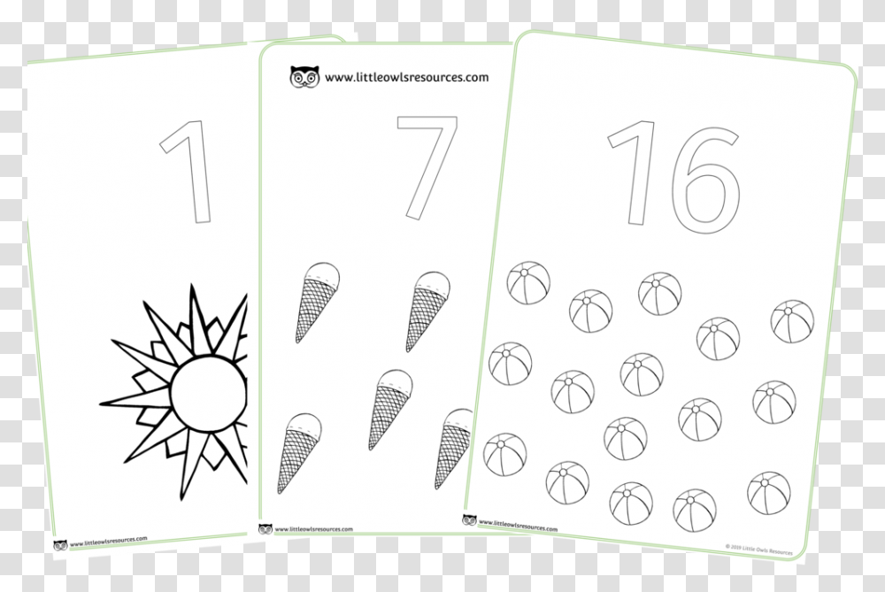 20 Summer Counting Colouring Cover Paper, Page, White Board, Plot Transparent Png
