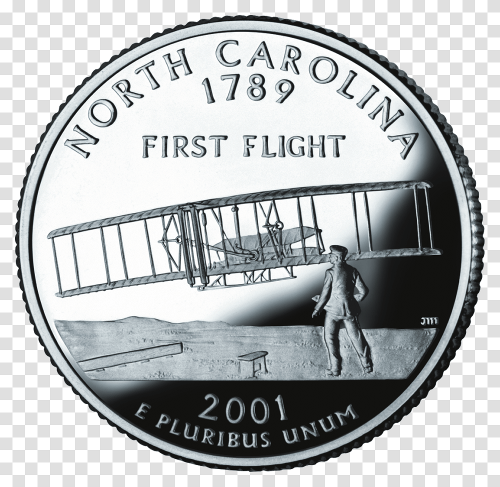 2001 Nc Proof North Carolina State Quarter, Nickel, Coin, Money, Person Transparent Png