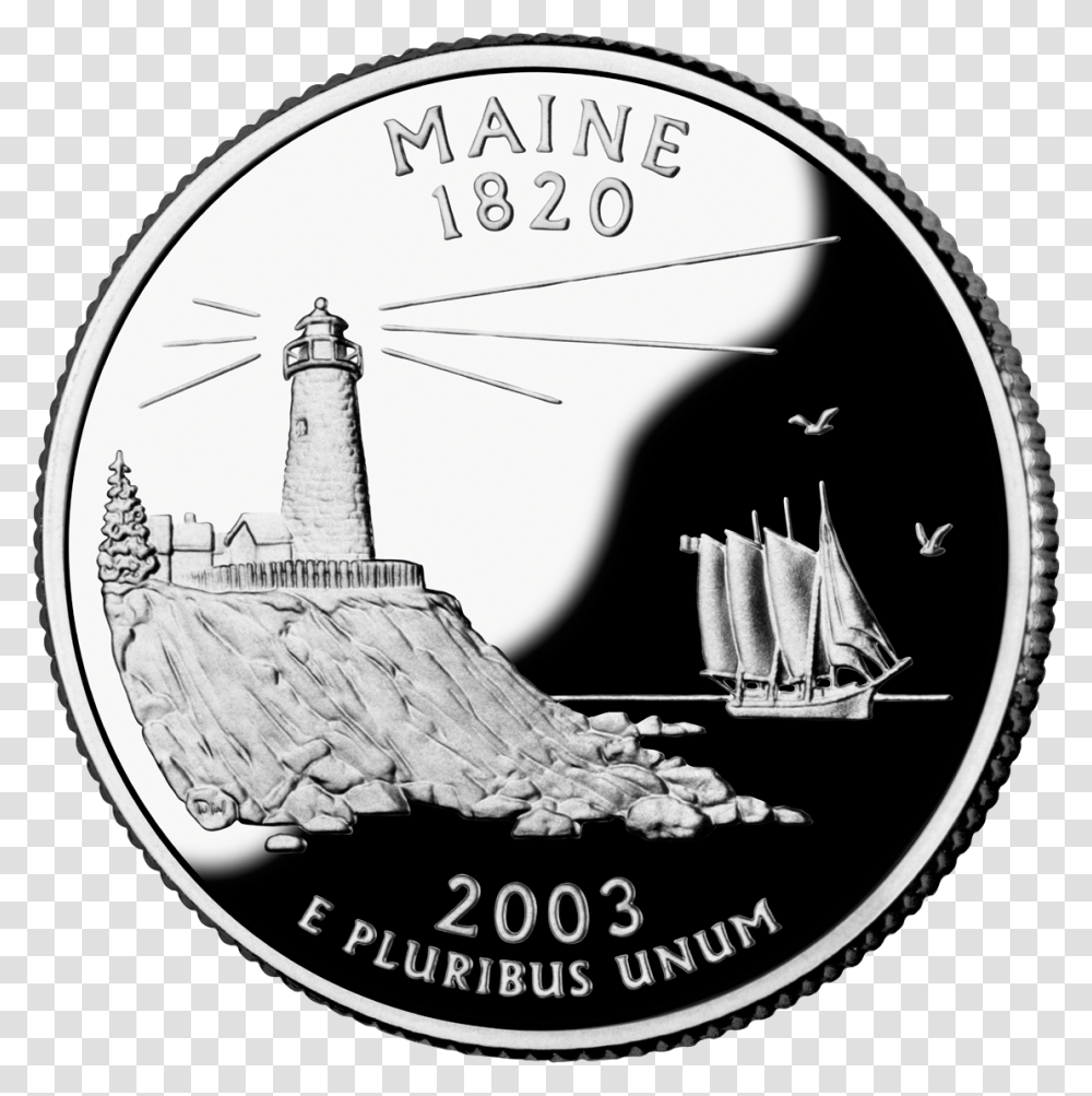 2003 Me Proof Maine State Quarter, Coin, Money, Building, Clock Tower Transparent Png