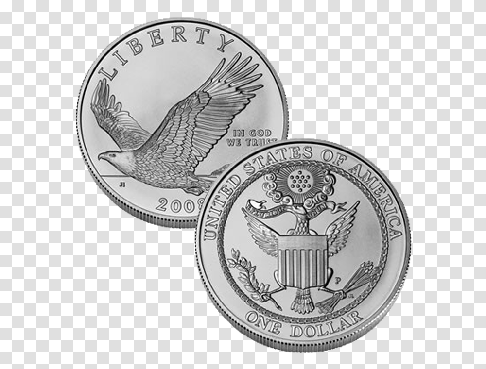 2008 P Bald Eagle Commemorative Uncirculated Silver Bald Eagle Coin, Bird, Animal, Money, Nickel Transparent Png