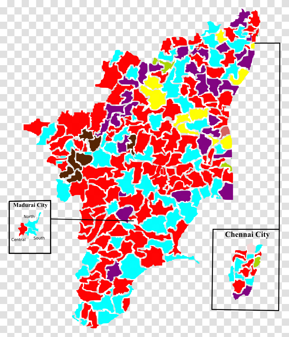 2011 Tamil Nadu Legislative Election Map By Parties Tamil Nadu Legislative Assembly Constituency, Plot, Diagram, Atlas Transparent Png