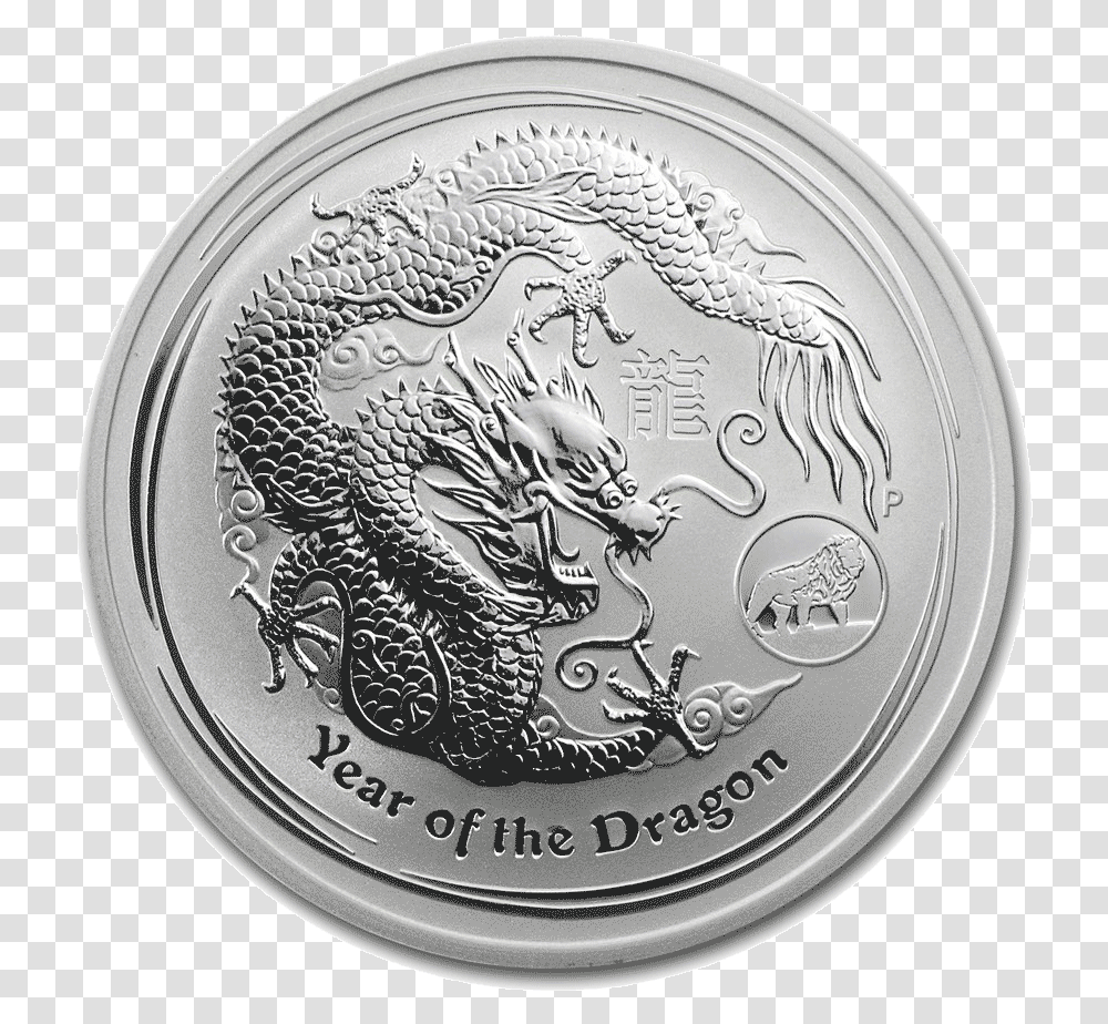 2012 Australian Lunar Dragon Lion Privy Silver Coin 1oz Chinese New Year 2011, Money, Dime Transparent Png