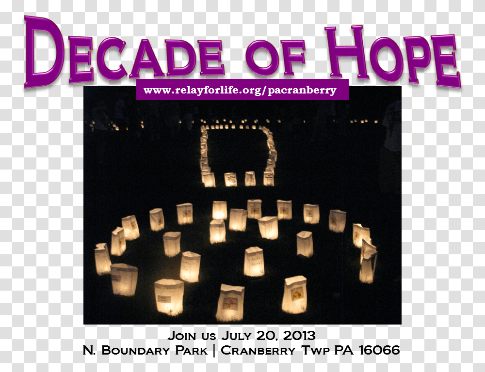 2013 Relay For Life Decade Of Hope, Candle, Lamp, Lantern, Poster Transparent Png