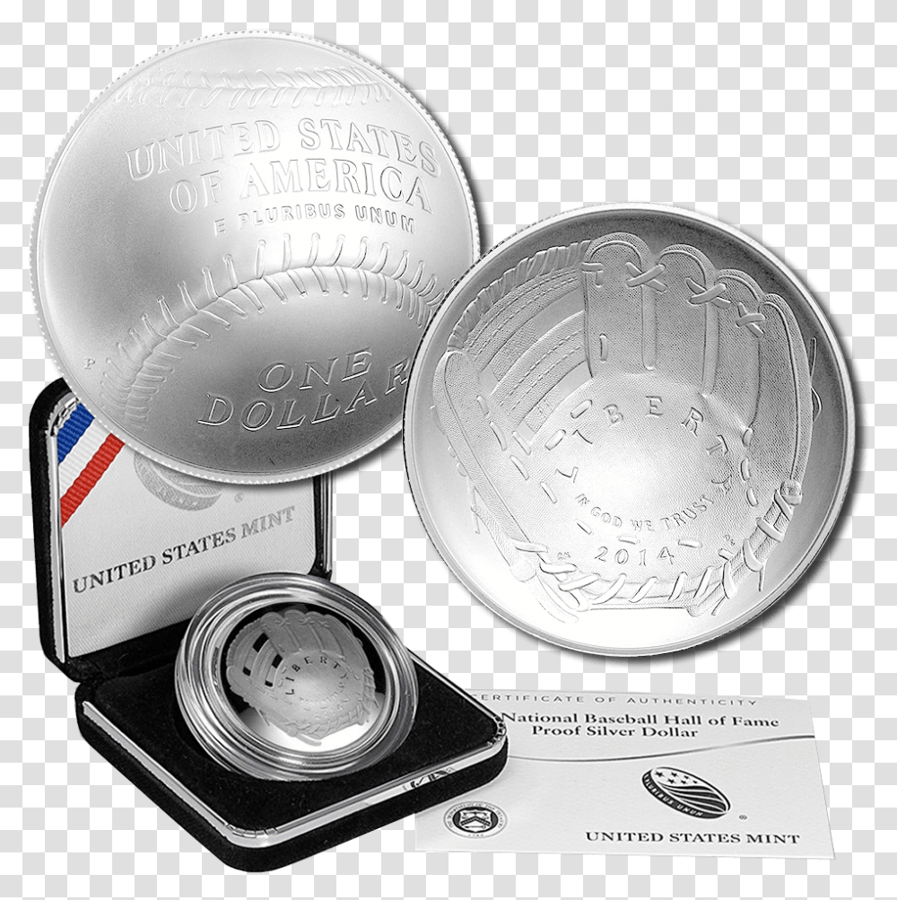 2014 National Baseball Hall Of Fame Bu Half Dollar Coin, Silver, Money, Crystal, Gold Transparent Png