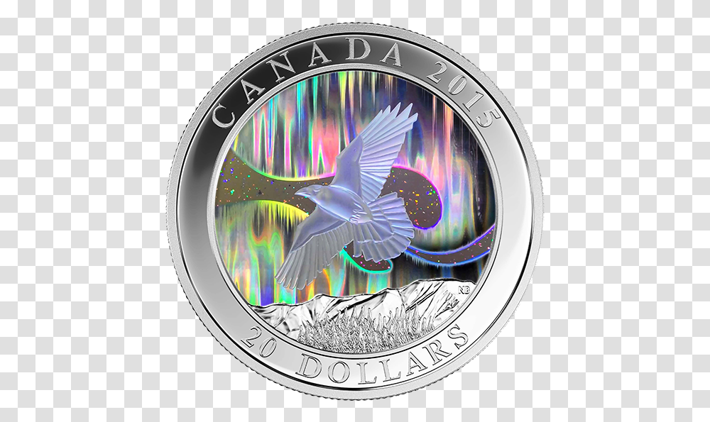 2015 1 Oz Canada Northern Lights Coin, Money, Bird, Animal, Silver Transparent Png