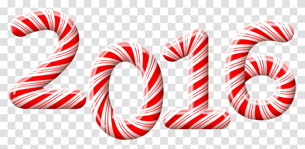 2016 Christmas Candy Cane Image Candy Cane Numbers, Food, Sweets, Confectionery, Lollipop Transparent Png