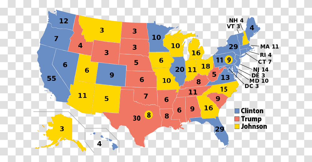 2016 United States Presidential Election Map, Diagram, Atlas, Plot, Poster Transparent Png