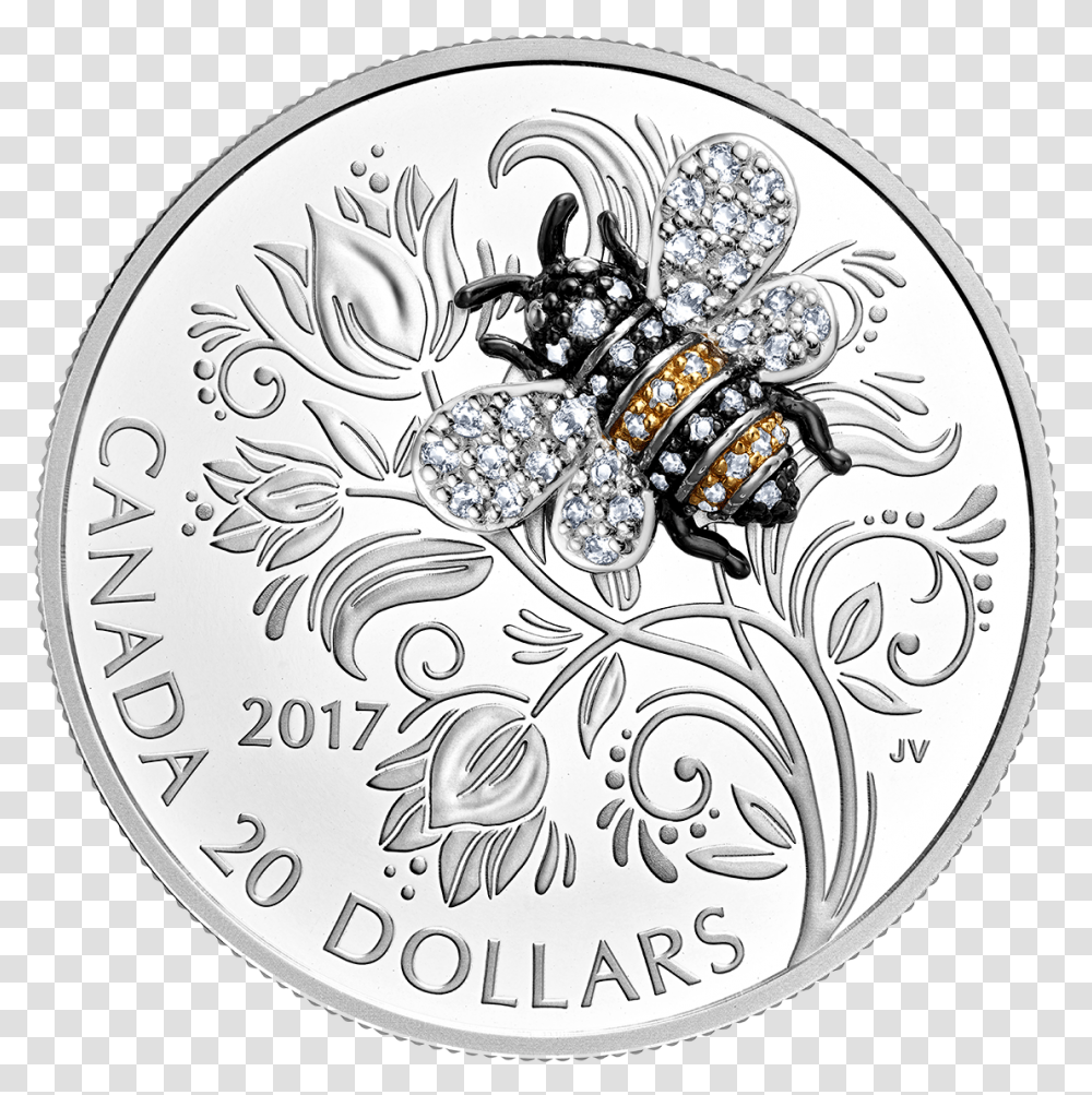 2017 1 Oz Canada Bejeweled Bugs 20 Dollars Canada Bee 2017, Coin, Money, Ring, Jewelry Transparent Png