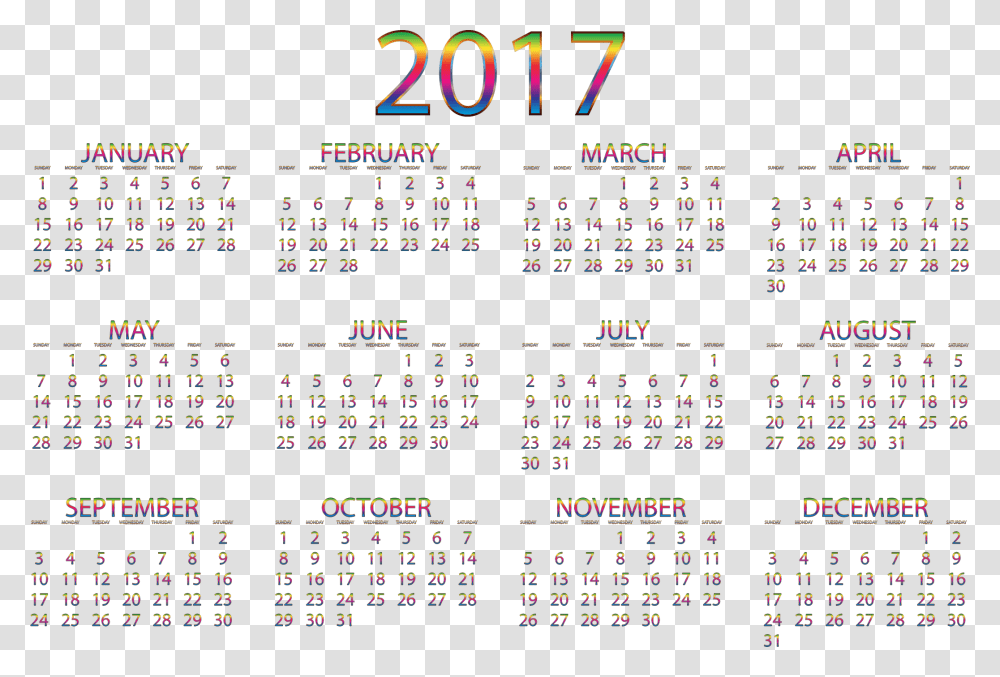 2017 Calendar Free Printable Yearly Calendar 2019, Scoreboard, Menu Transparent Png