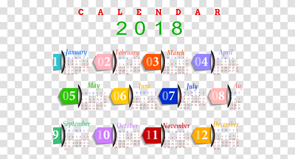 2017 Calendar Images 2018 Calendar Cute Printable, Alphabet, Number Transparent Png