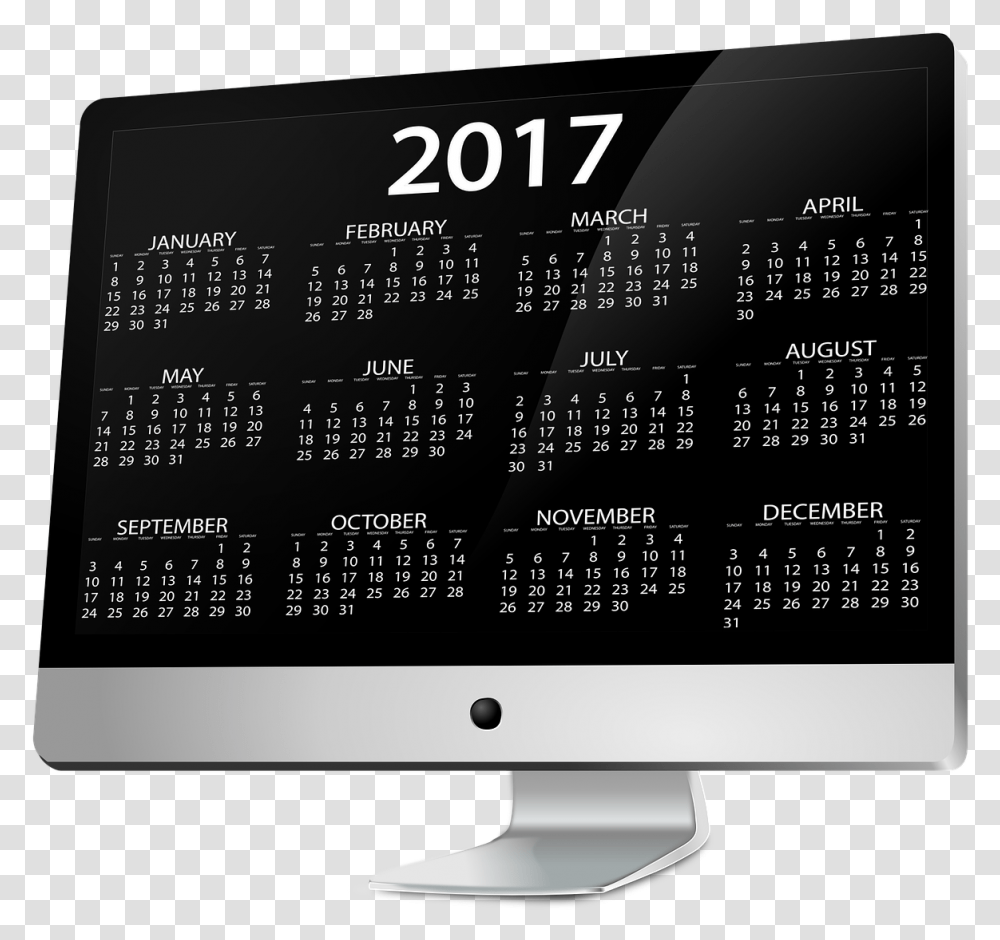 2017 Calendar Wallpaper For Desktop, Monitor, Screen, Electronics Transparent Png