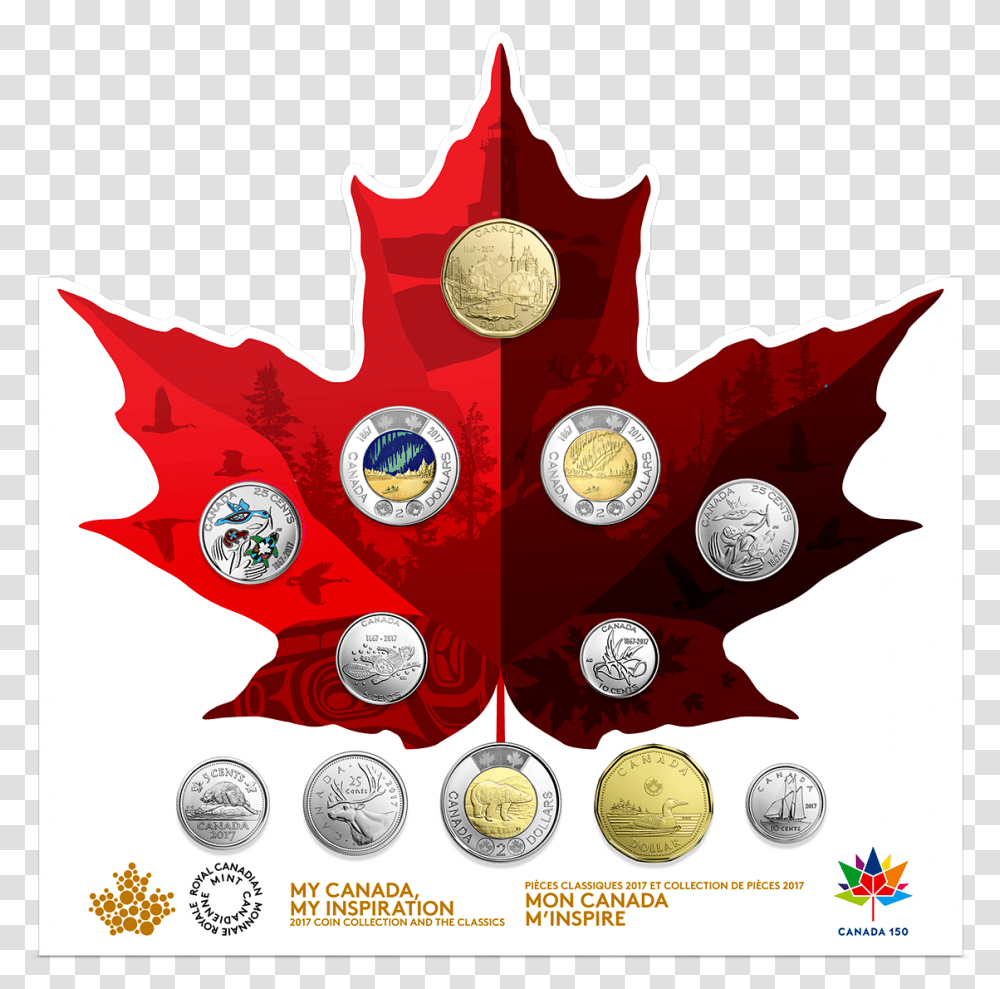 2017 Canada 150th Anniversary Celebration 12 Coins 2017 Canadian Coin Set, Tree, Plant, Ornament, Leaf Transparent Png