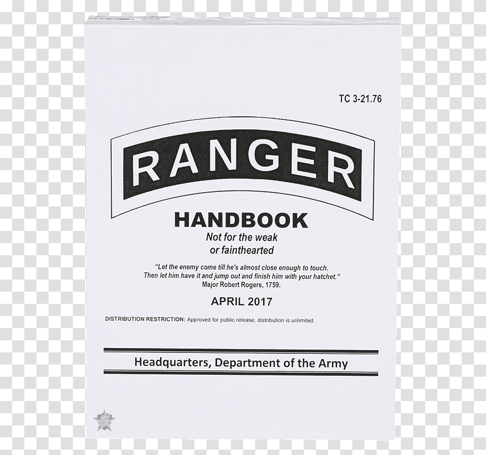 2017 Ranger Handbook Poster, Text, Diploma, Document, Label Transparent Png