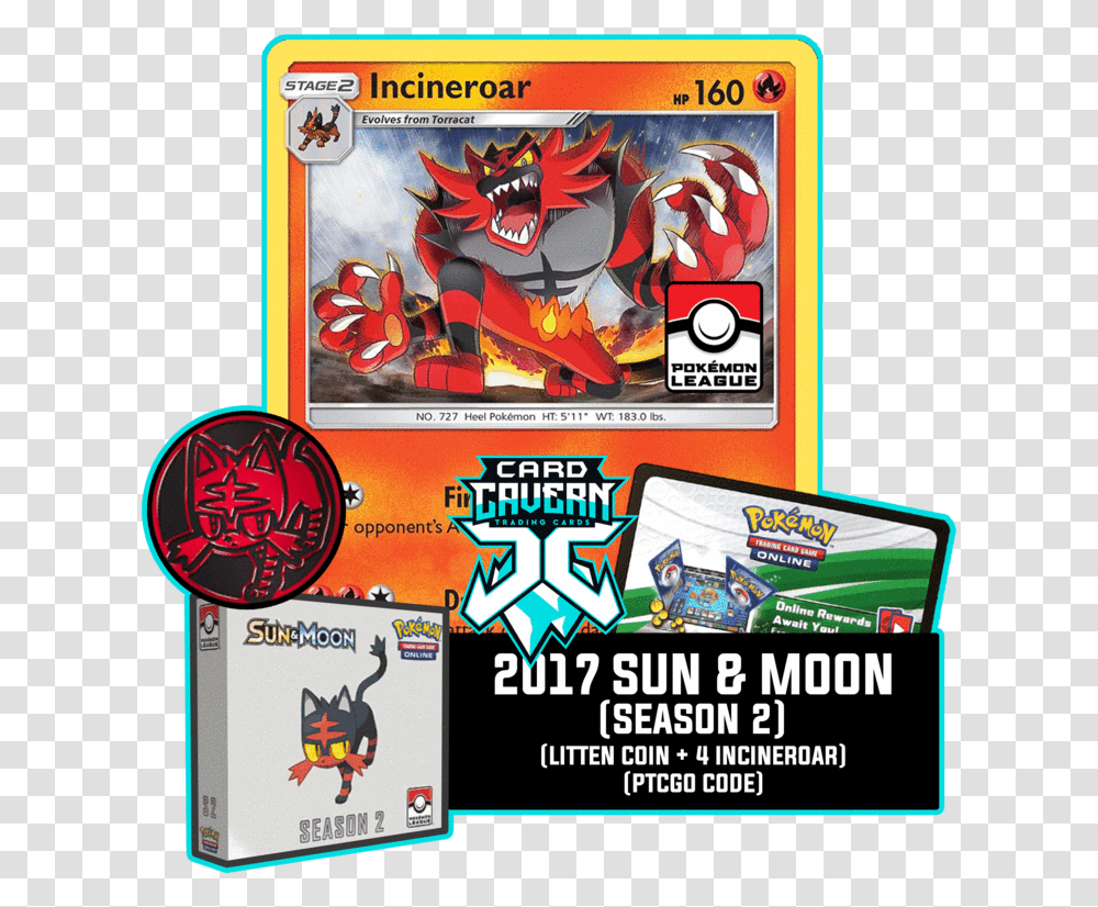 2017 Sun & Moon Season 2 Ptcgo Code Pokemon Card Incineroar Deck, Person, Pac Man, Video Gaming, Super Mario Transparent Png