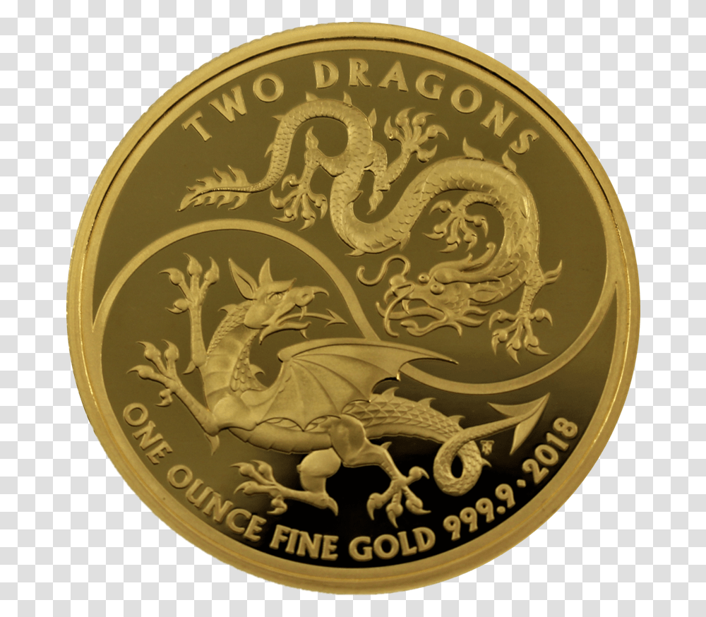 2018 1 Oz Great Britain Two Dragons 9999 Gold Proof Coin Battlefield 5 Logo, Money, Rug, Bronze Transparent Png