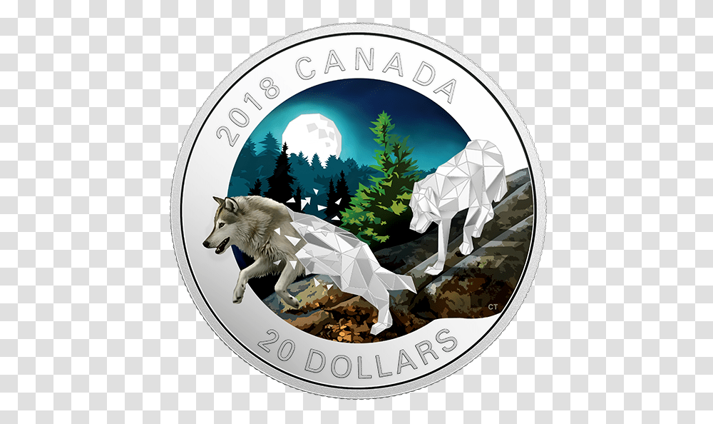2018 20 Geometric Fauna Wolf Pure Silver Coin, Logo, Mammal, Animal Transparent Png