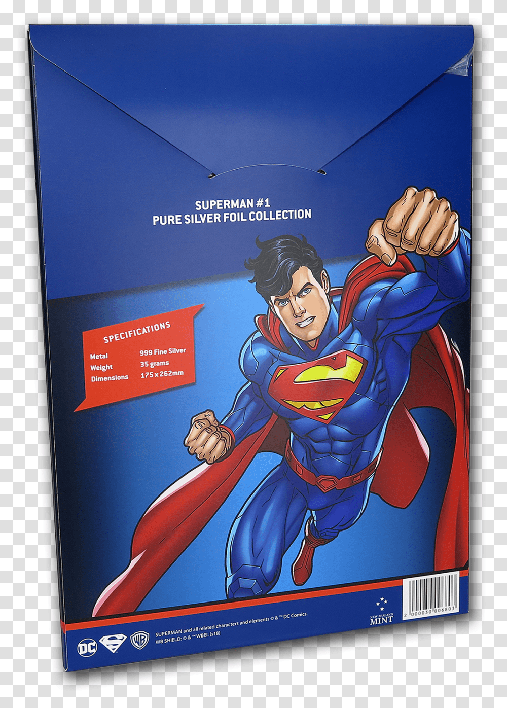 2018 35 Gram Silver Foil Dc Comics Superman Superman, Poster, Advertisement, Person, Human Transparent Png