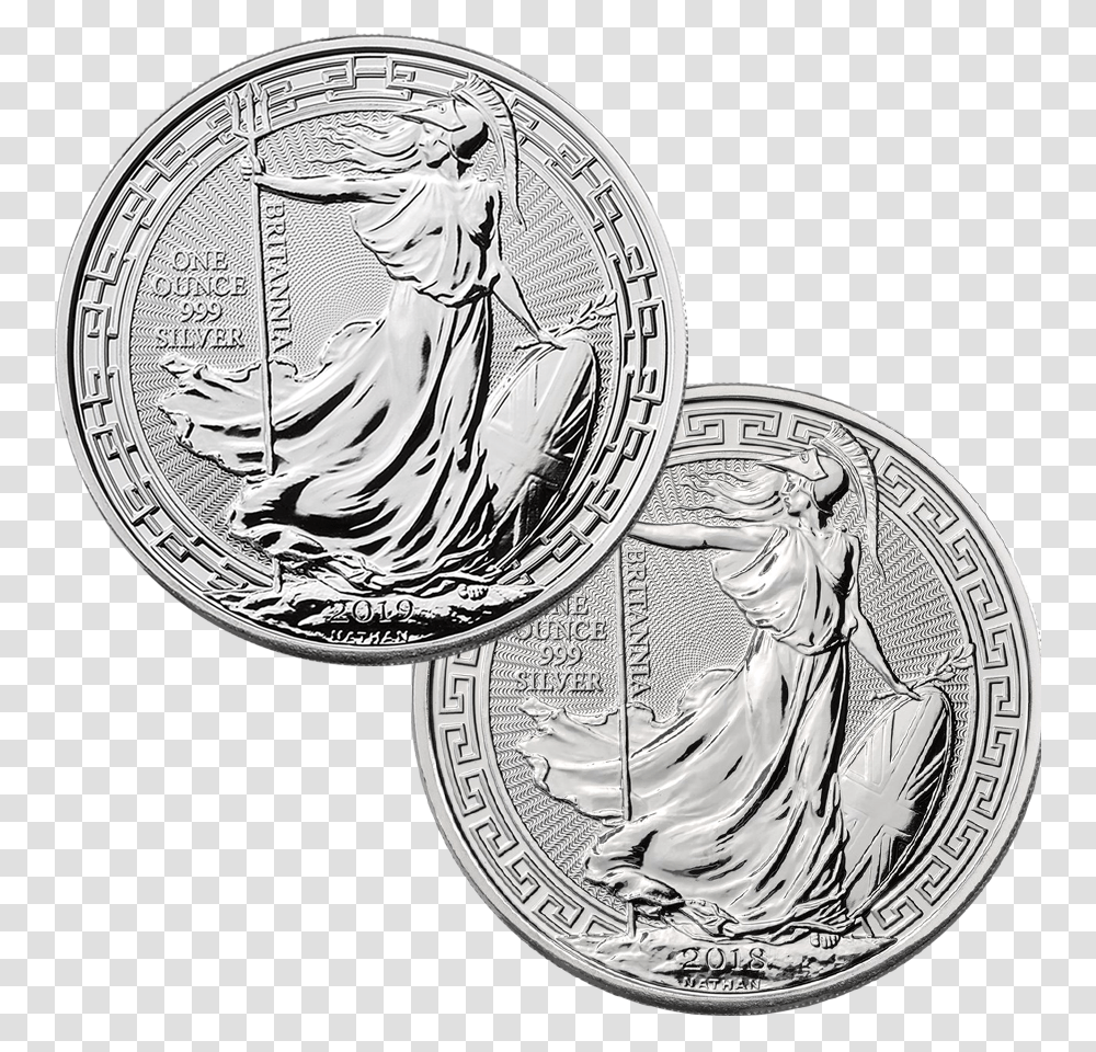 2018 Amp 2019 Uk Britannia Oriental Border 1oz Silver, Coin, Money, Person, Human Transparent Png