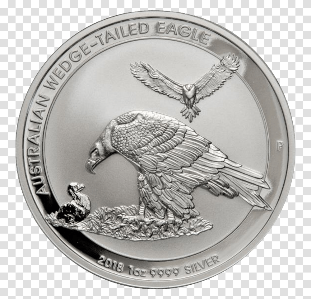 2018 Australian Wedge Tail Eagle 1oz Silver Coin 2018 Wedge Tailed Eagle Silver Coin, Bird, Animal, Money Transparent Png