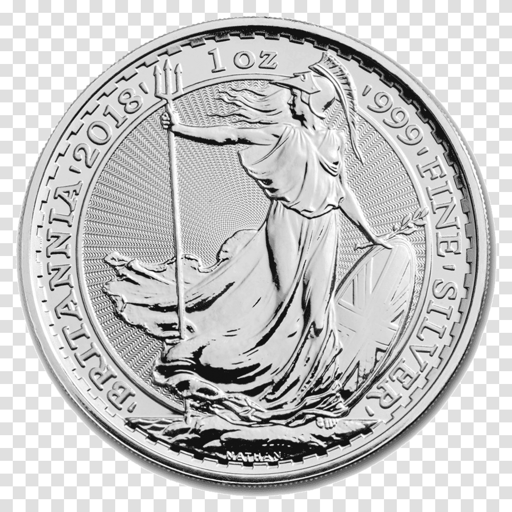 2018 Britannia Silver Coin 1 Oz Front 2018 Britannia Silver Coin, Money, Person, Human, Clock Tower Transparent Png
