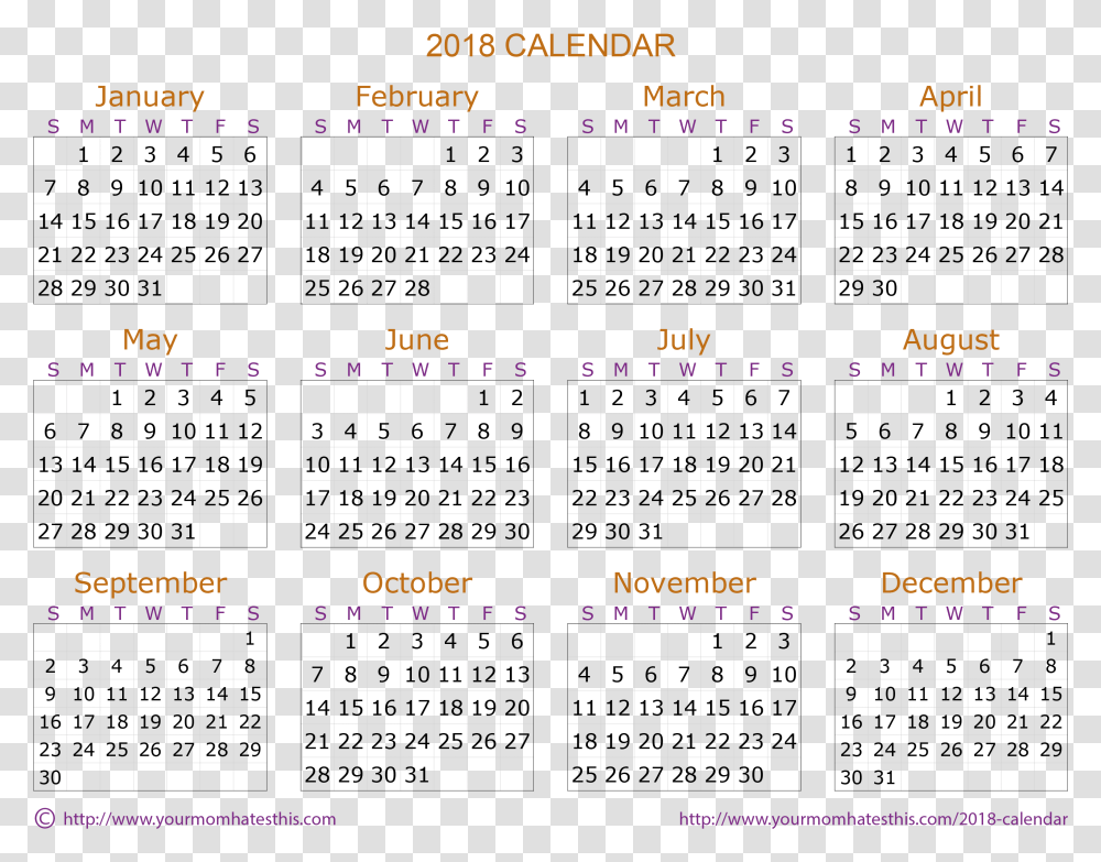 2018 Calendar Europe, Plot, Number Transparent Png