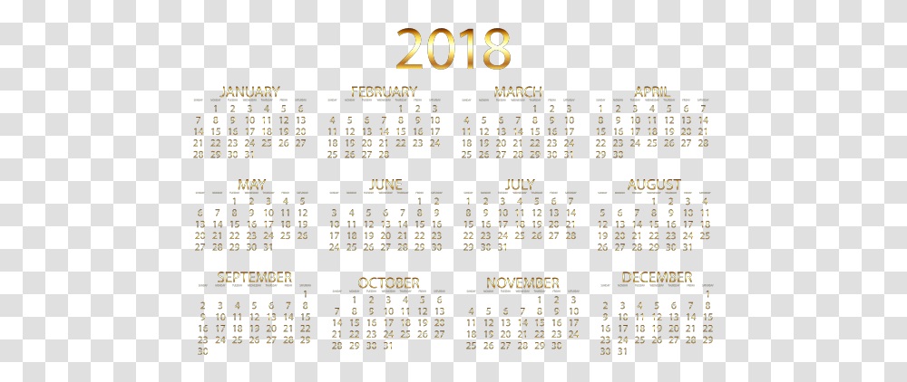 2018 Calendar Gold No Background 2012, Scoreboard Transparent Png