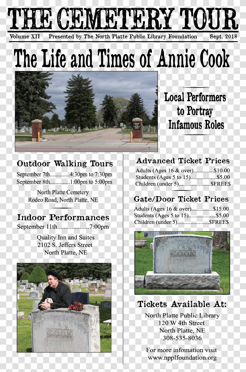 2018 Cemetery Tour Information Cemetery Tour, Person, Human, Flyer, Poster Transparent Png