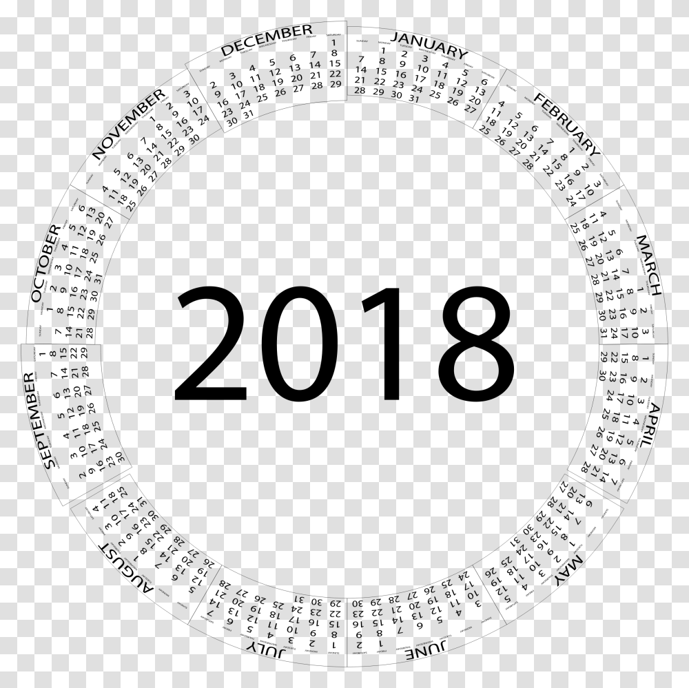 2018 Circular Calendar Circle Clipart 2018, Gray, World Of Warcraft Transparent Png