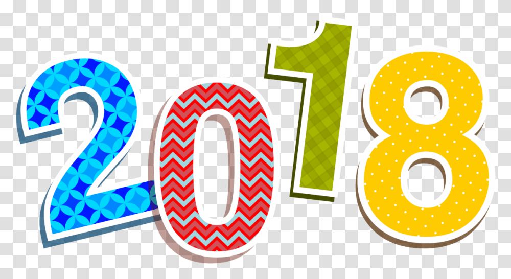 2018 Colorful Image 2018 Word Art, Number, Symbol, Text Transparent Png