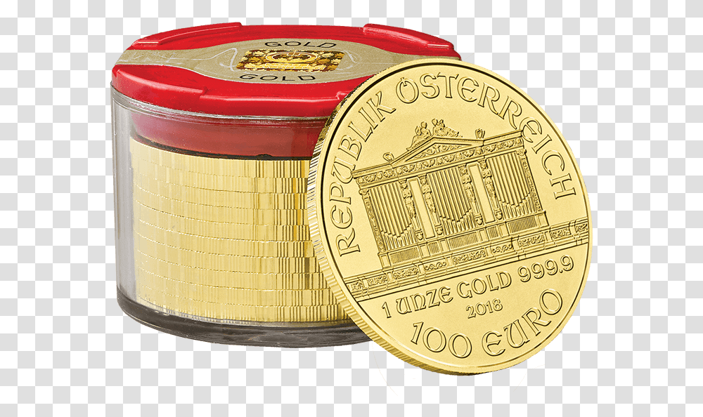 2018 Gold Wiener Philharmoniker Gold Tube, Coin, Money, Tape Transparent Png