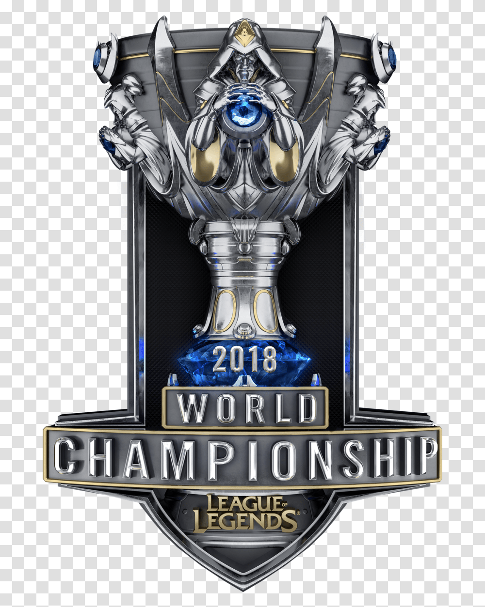 2018 Images League Of Legends Worlds 2018 Logo, Trophy, Motorcycle, Vehicle, Transportation Transparent Png