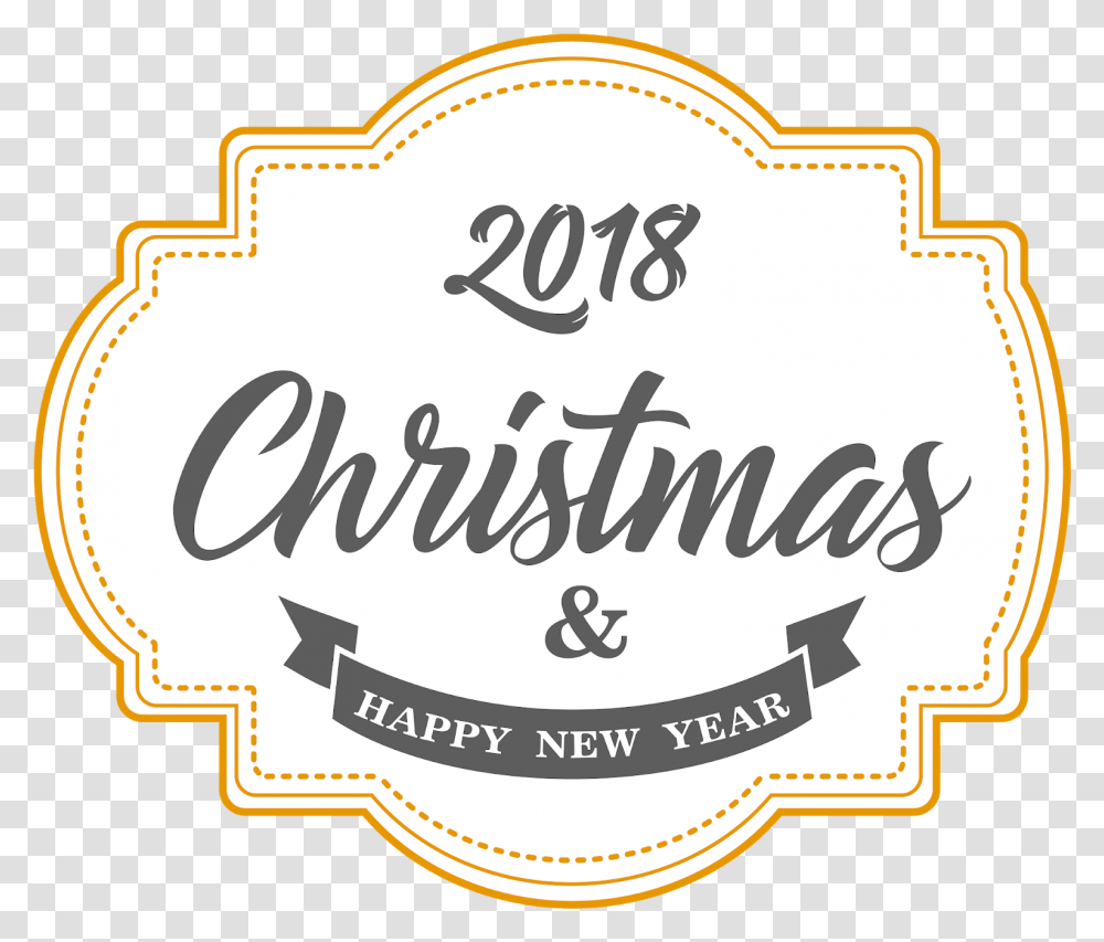2018 Merry Christmas Amp Happy New Year Images, Label, Sticker, First Aid Transparent Png