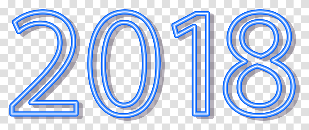 2018 Neon Style Blue Clip Art Image, Number, Light Transparent Png