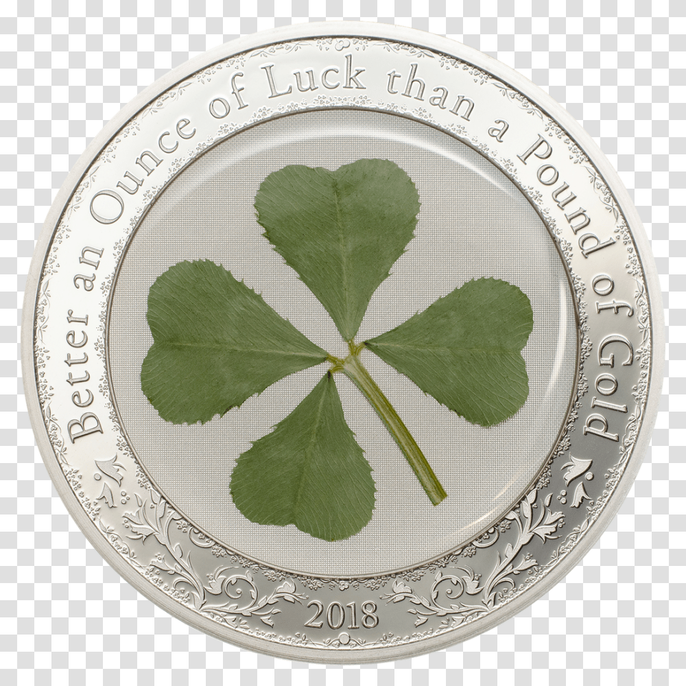 2018 Palau 5 Proof Silver Coin Four Leaf Clover One Ounce Of Luck Is Better, Rug, Money, Pottery, Plant Transparent Png