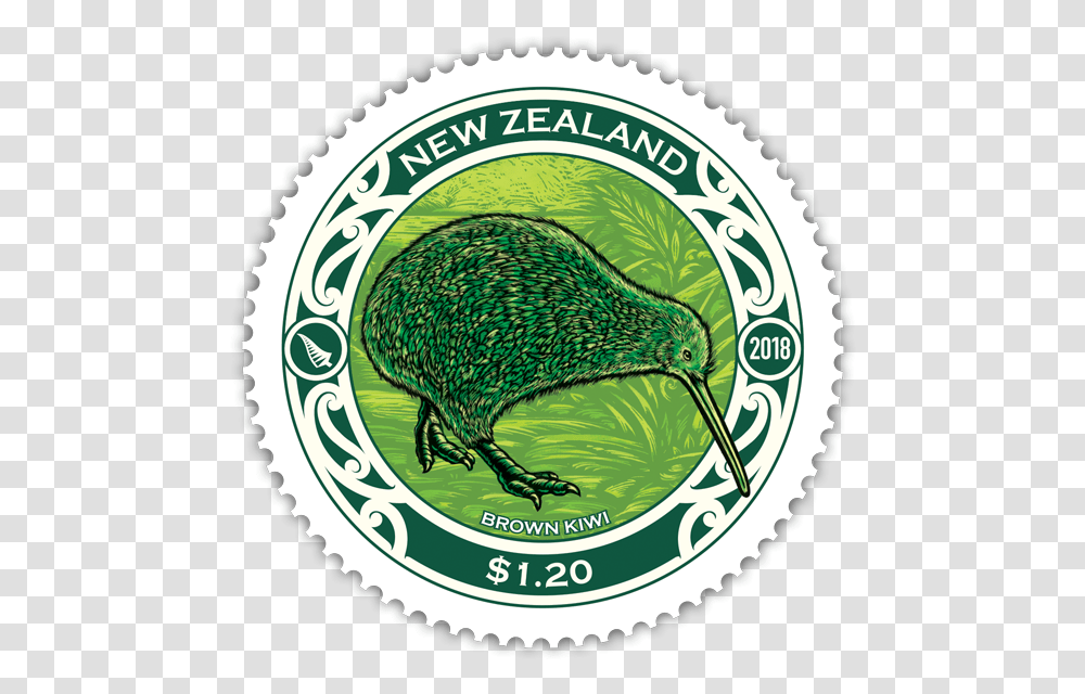 2018 Round Kiwi New Zealand Post Stamps Round Postal Stamp, Bird, Animal, Kiwi Bird Transparent Png