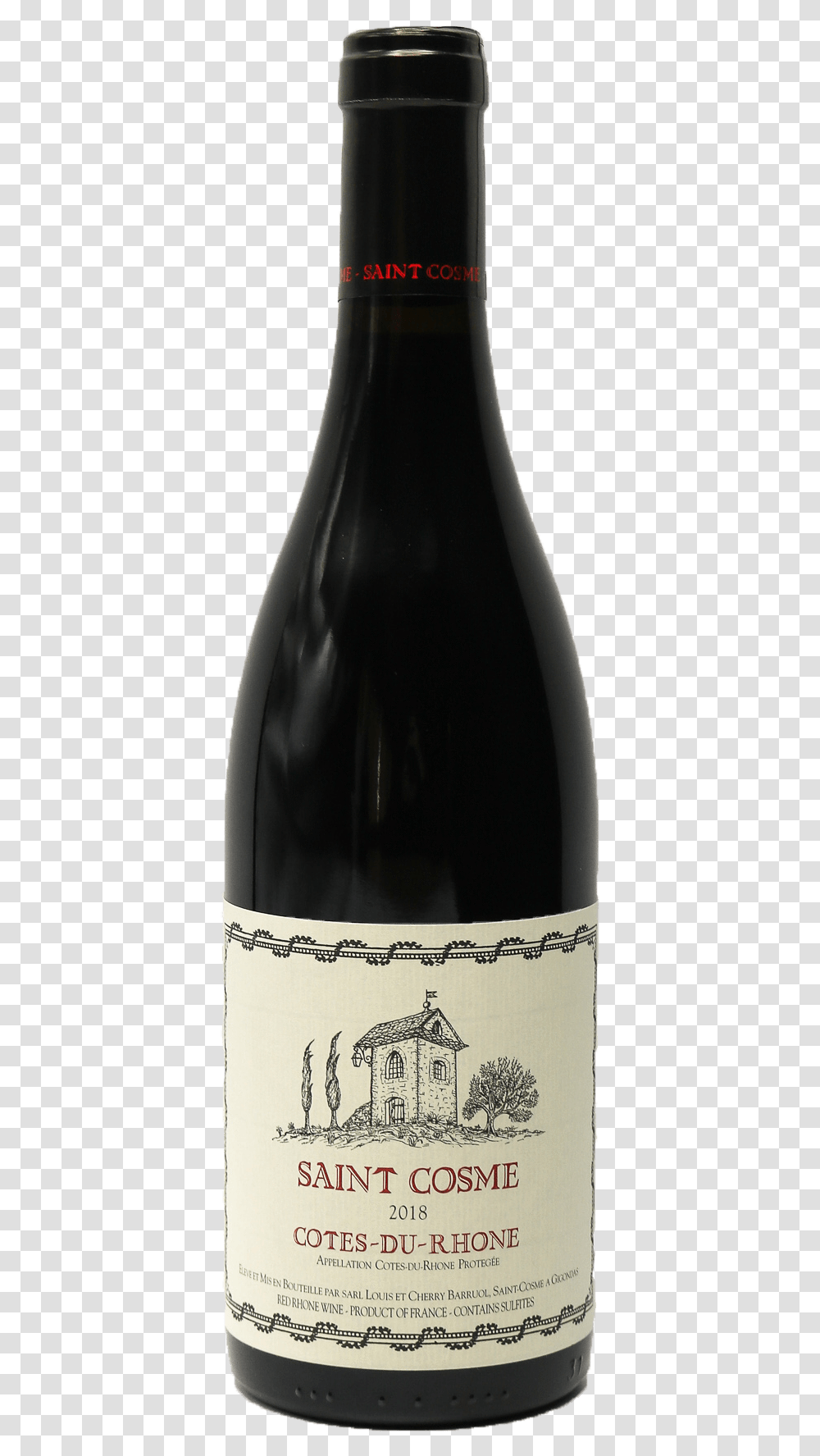2018 Saint Cosme Cotes Du Rhone Red Wine, Alcohol, Beverage, Drink, Bottle Transparent Png
