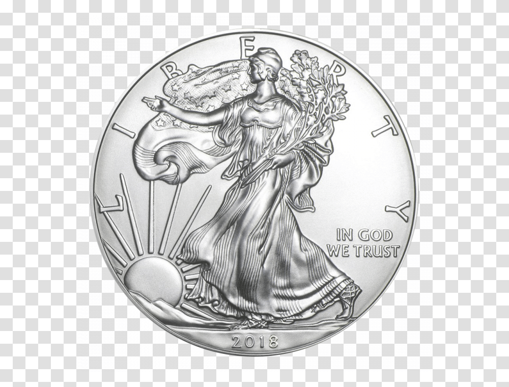 2018 Silver American Eagle, Coin, Money Transparent Png