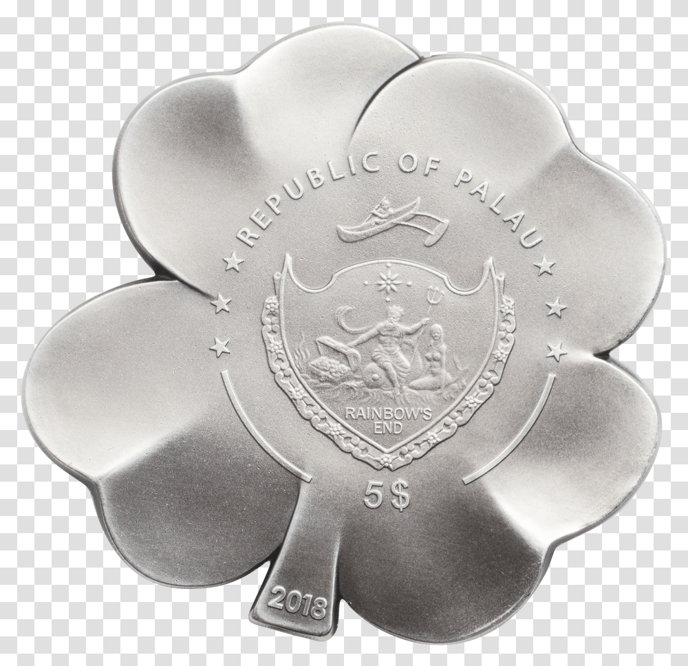 2018 Silver Fortune Four Leaf Clover Silver Coin, Lamp, Logo, Symbol, Trademark Transparent Png
