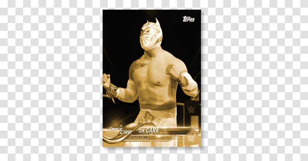 2018 Topps Wwe Sin Cara Base Poster Gold Ed Wrestling Card Sin Care, Head, Person, Figurine, Advertisement Transparent Png