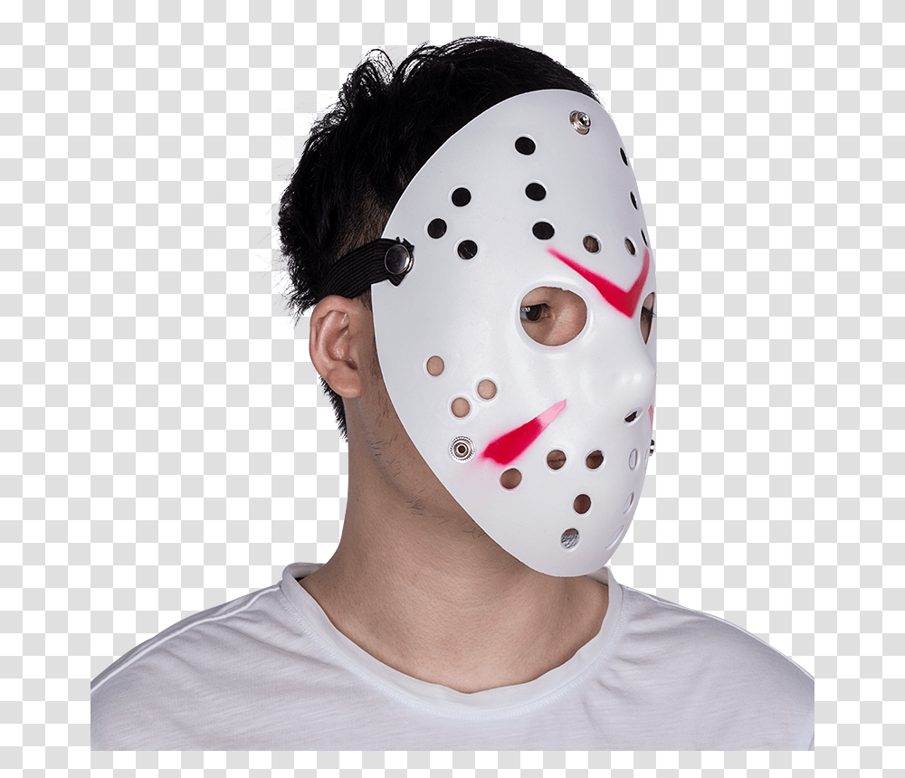 2018 Trendy Halloween Mask Plastic White Jason Hockey Goaltender Mask, Face, Person, Human Transparent Png