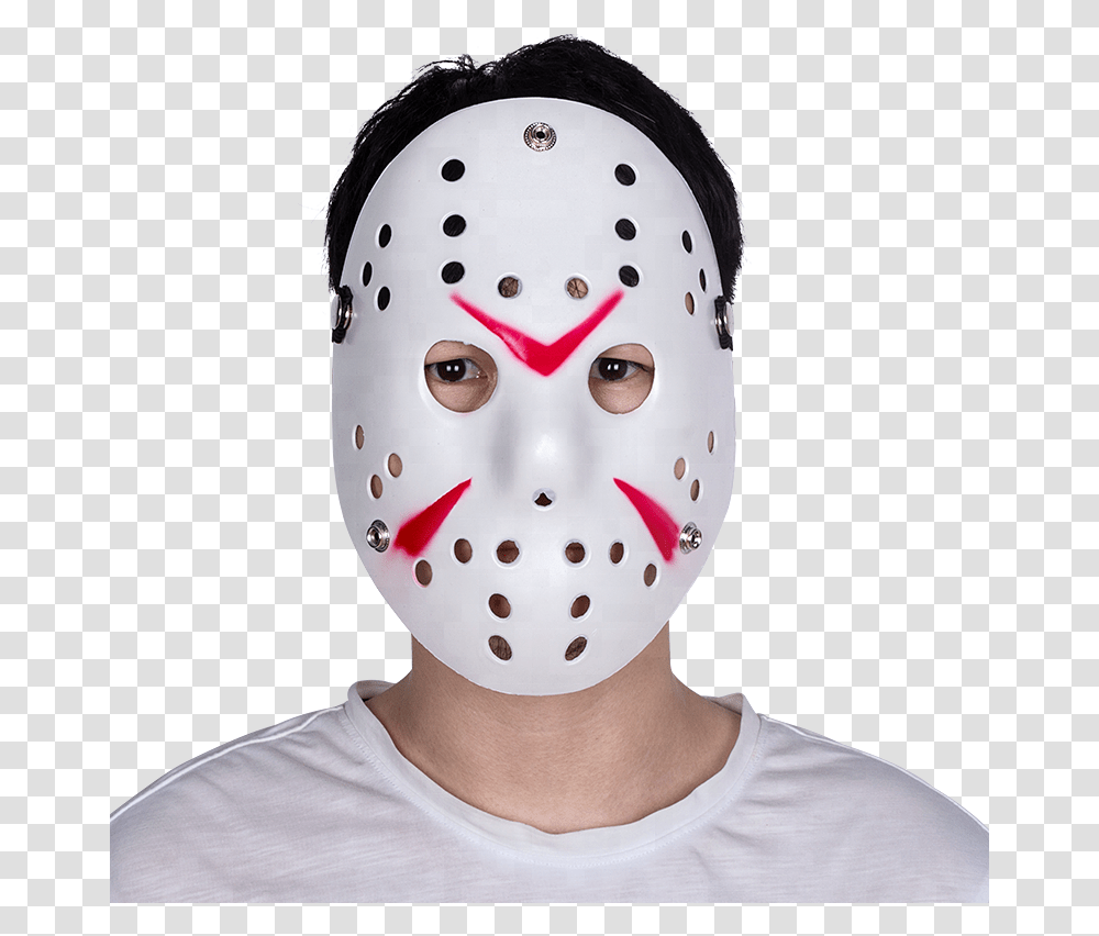 2018 White Plastic Jason Face Mask Halloween Hockey Art Of Fighters Mask, Person, Human, Snowman, Winter Transparent Png