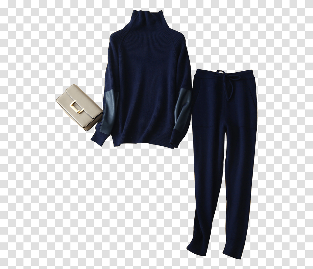 2018 Winter Knitted Tracksuit Turtleneck Cashmere Sweatshirts Formal Wear, Apparel, Sleeve, Long Sleeve Transparent Png