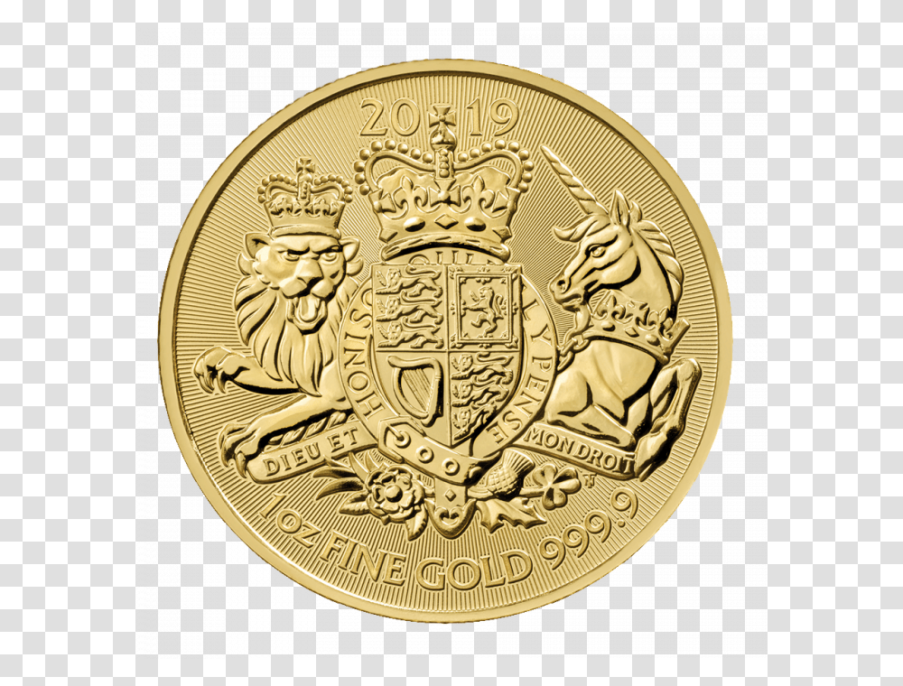 2019 1 Oz Great Britain The Royal Arms Gold Coin Uk Bullion Gold Coins, Money, Rug Transparent Png