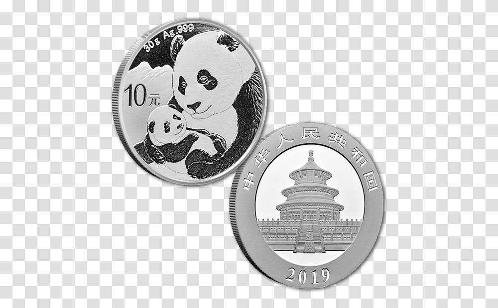 2019 30 Gram Chinese Silver Panda, Coin, Money, Nickel, Giant Panda Transparent Png