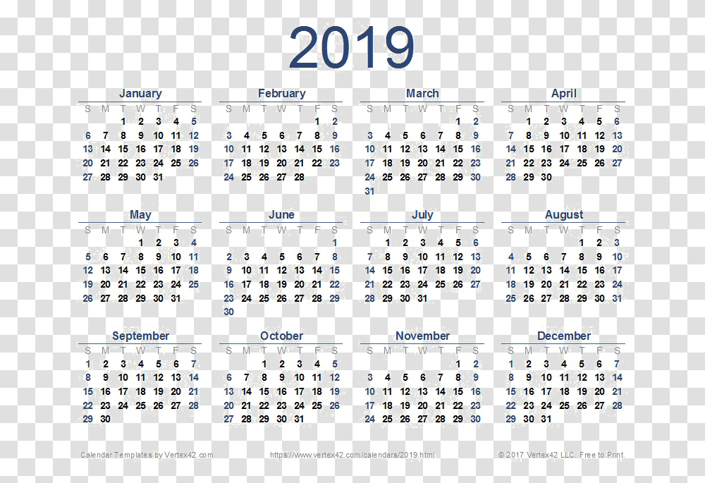 2019 Calendar Image Full Year Calendar 2019, Game, Word, Crossword Puzzle Transparent Png