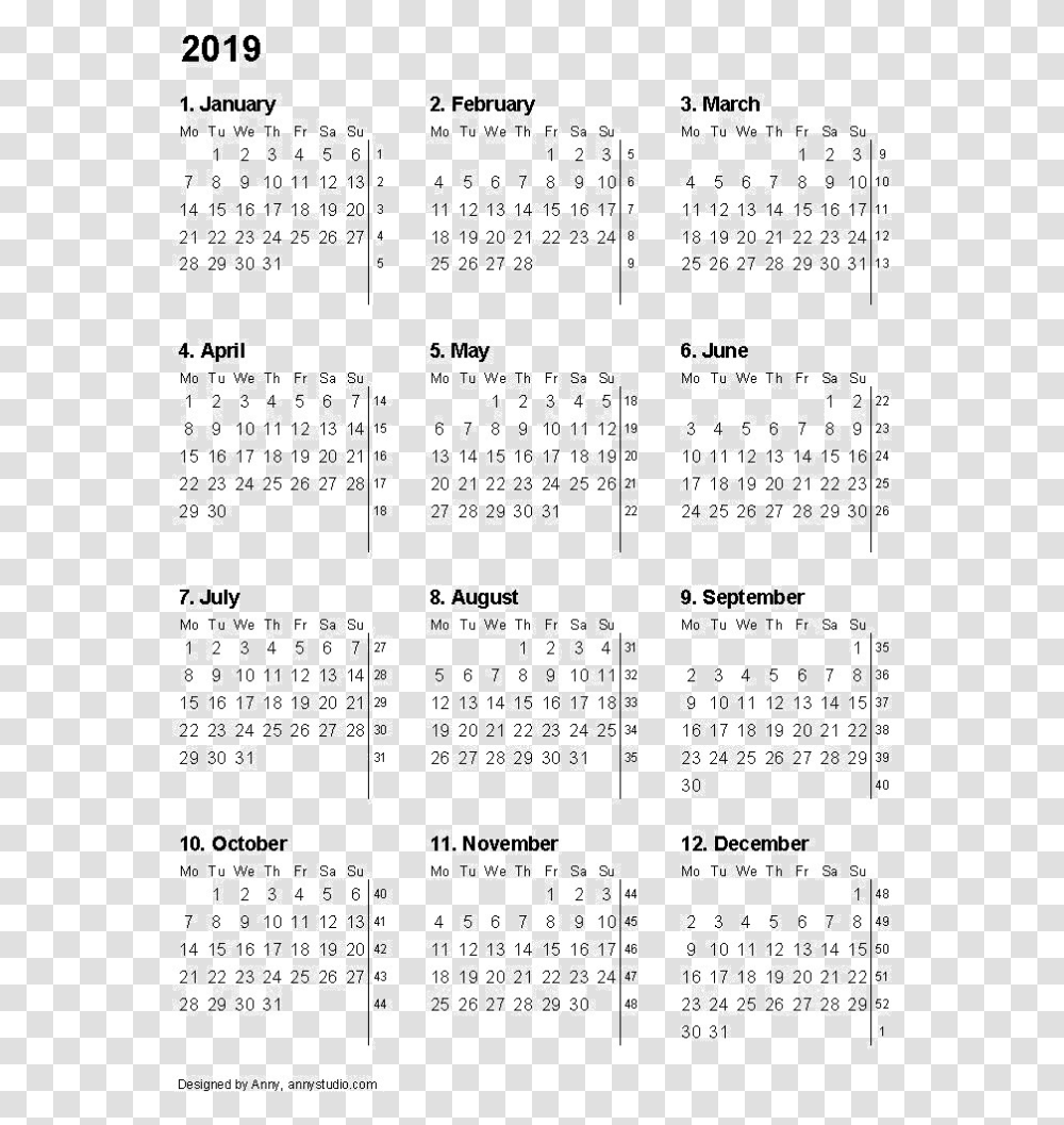 2019 Calendar Picture 12 Month Printable Calendar 2019, Word, Menu, Page Transparent Png
