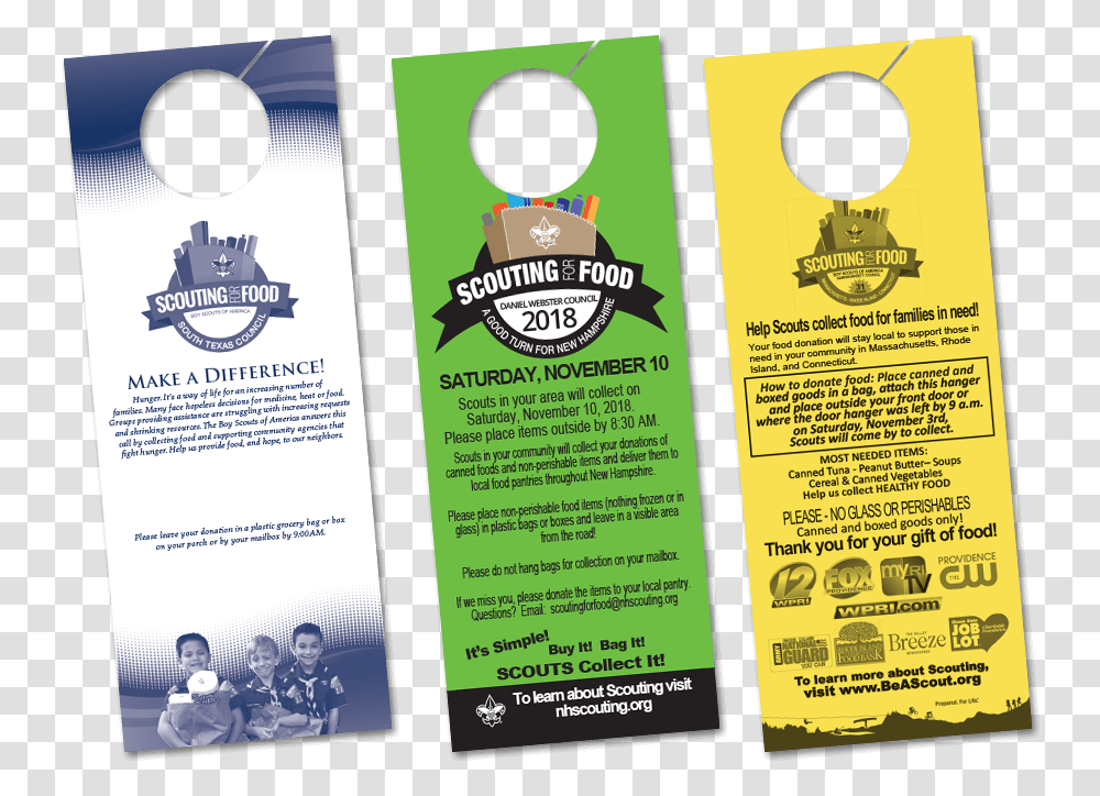 2019 Door Hangers For Boy Scouts Of America Scouting For Food Door Hangers, Flyer, Poster, Paper, Advertisement Transparent Png